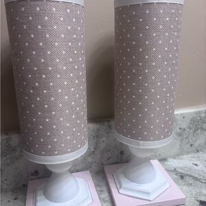 Polka Dot Table Lamps - Pink and White